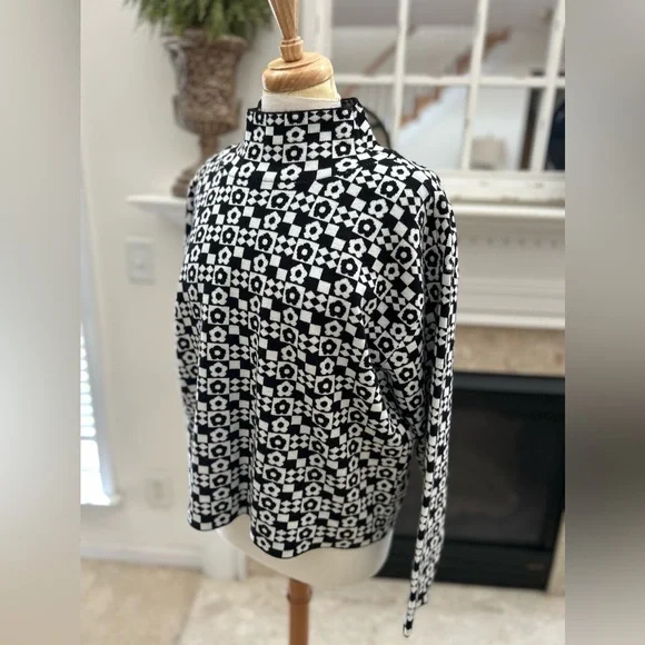 Anthropologie Black and White Cowl Neck Sweater - Picture 3 of 9